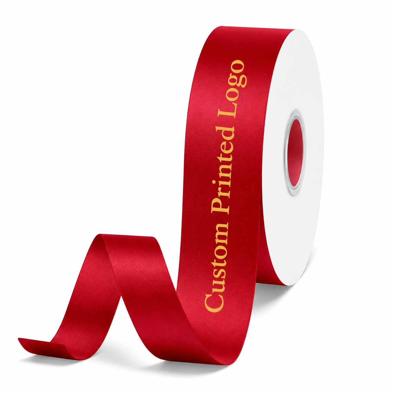 Custom Print Red Solid Single-Face Satin Ribbon – 3 Sizes (⅝″, ⅞″, 1½″)