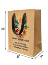 Custom Printed Euro Tote Cub Kraft Paper Bags 8.5" x  4.75" x  10.25" with Ribbon Handles - SKU #5430