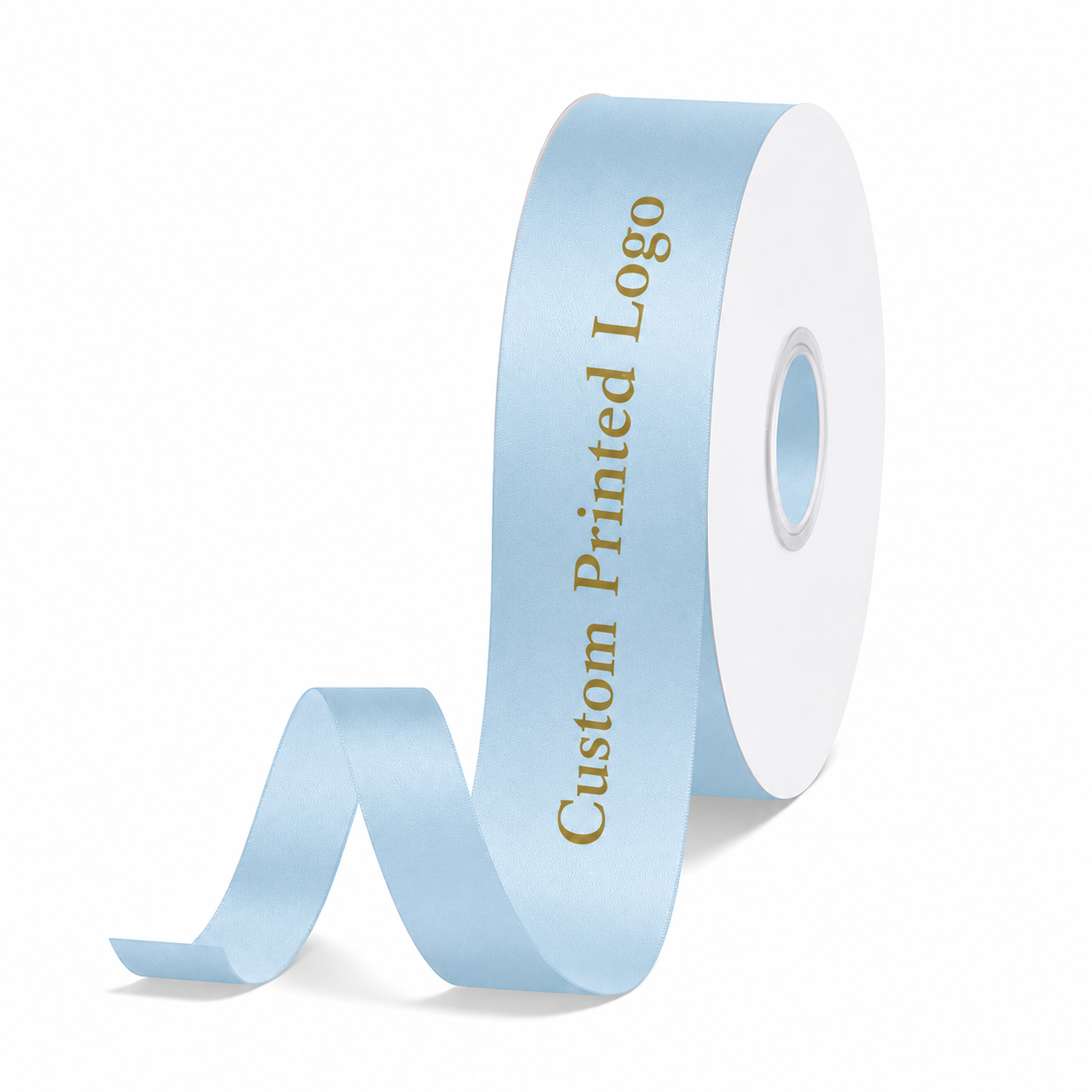 Custom Print Light Blue Solid Single-Face Satin Ribbon – 3 Sizes (⅝″, ⅞″, 1½″)