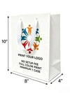 Custom Printed Euro Tote Cub White Paper Bags (8.5″ × 4.75″ × 10.25″) with Ribbon Handles - SKU 5304