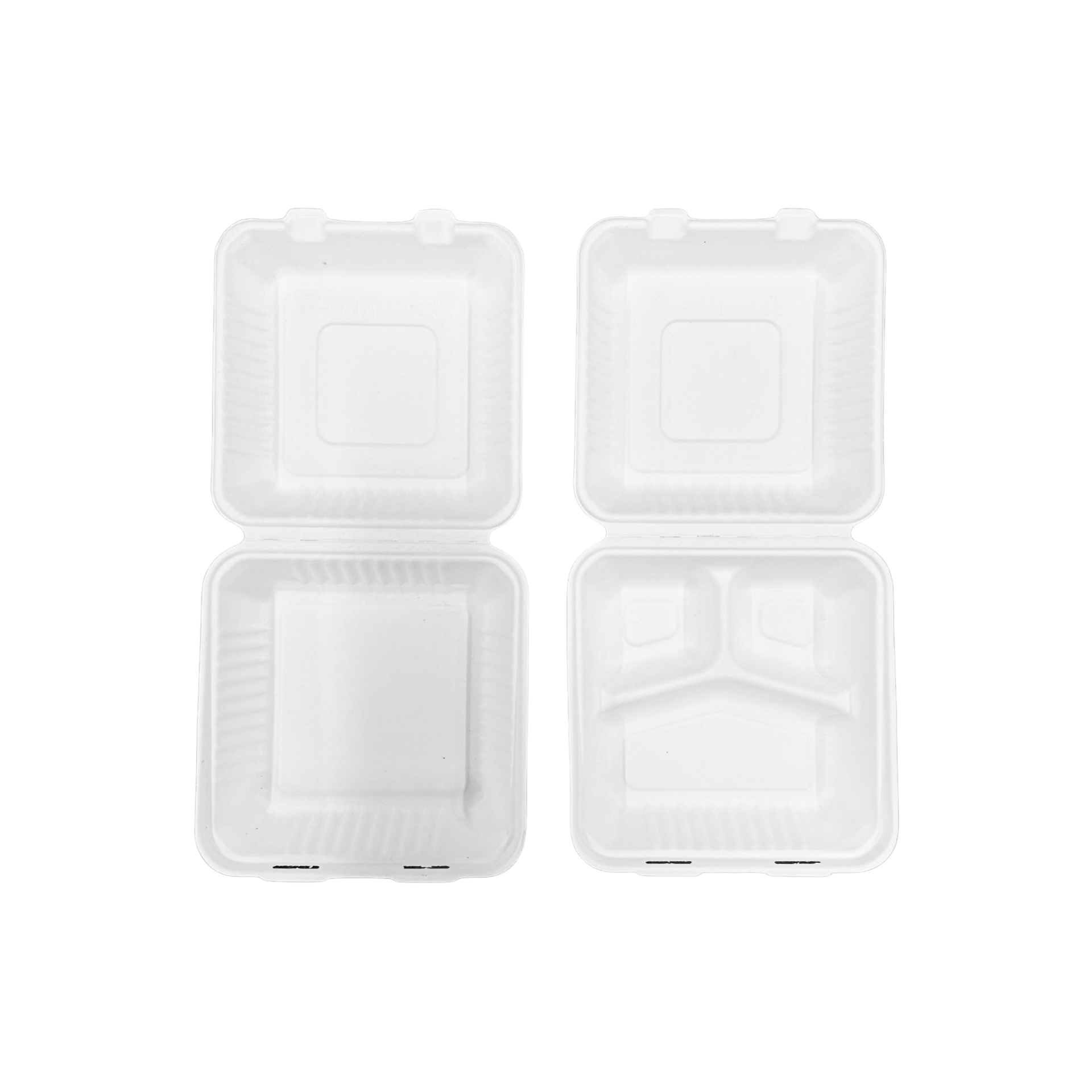 200 Pcs, 9x9x3'', 1-Compartment, Sugarcane Clamshell Food Container