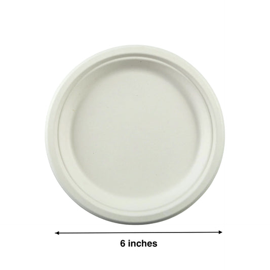 KIS-S6G | 6 inches Round Plate, 1-Compartment,Sugarcane Food Container; $0.042/pc