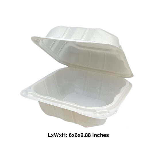 KIS-PP225G | 6x6x2.88 inches, 1-Compartment, PP Clamshell Food Container; $0.137/pc