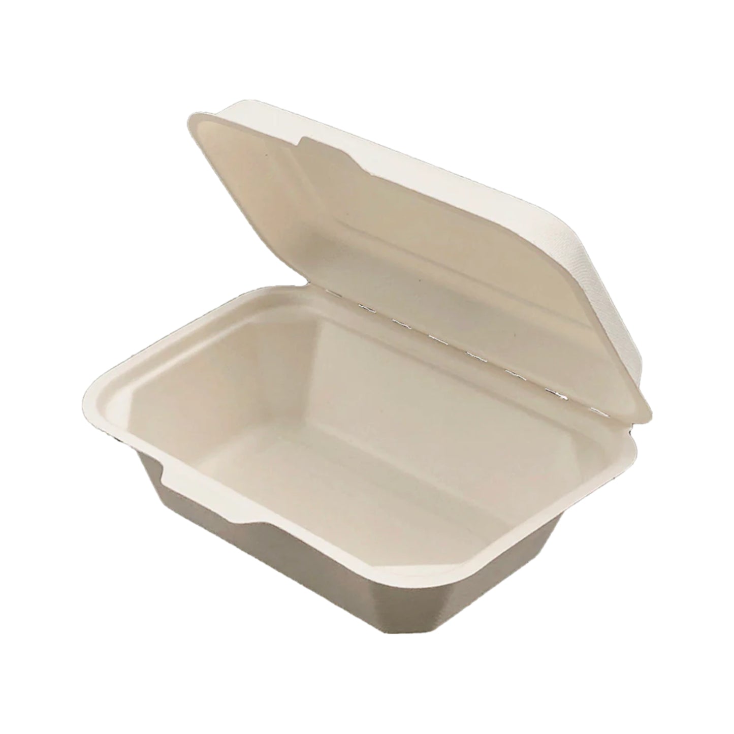 KIS-S600G | 7.25x5x2.5 inches, 1-Compartment, Sugarcane Clamshell Food Container; $0.127/pc