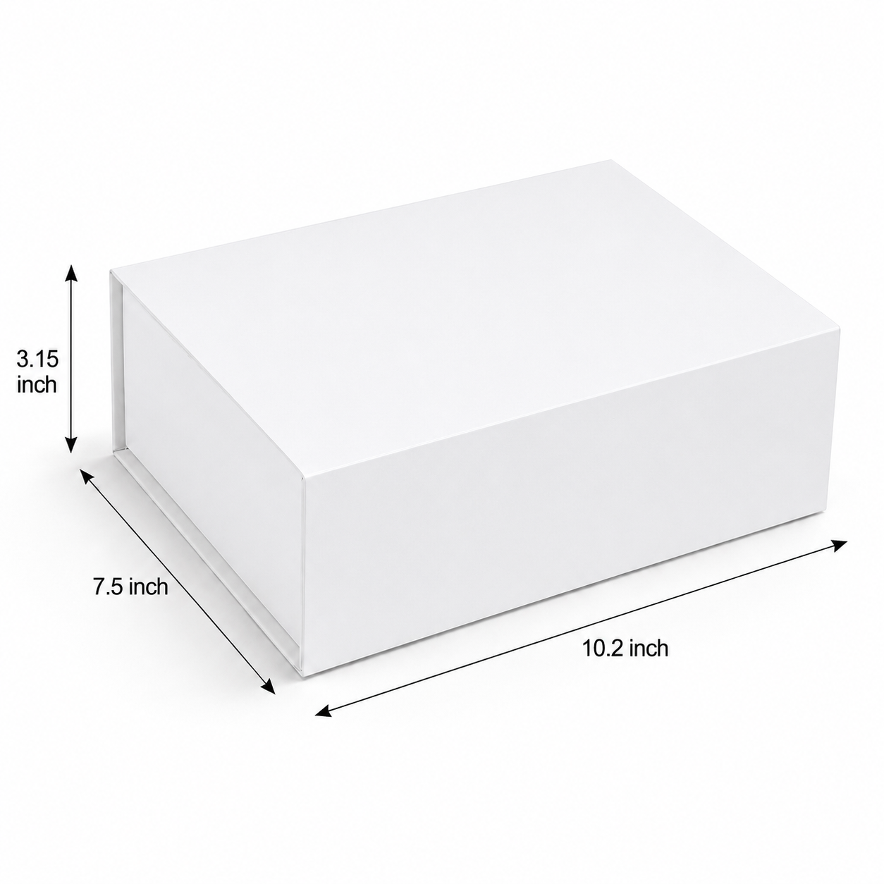 Foldable Rigid Magnetic Closure Gift Box, White – 10.2 × 7.5 × 3.15 in | Pack of 10 | SKU 6338