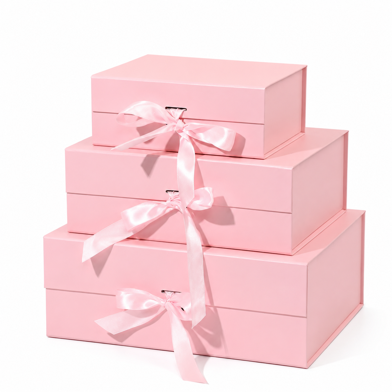 Foldable Rigid Ribbon Tie Gift Box, Pink – 11.5 × 8.6 × 4 in | Pack of 10 | SKU 6362