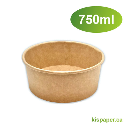 750ml - Paper Salad Bowl Kraft - Carton of 300 - KIS PAPER - 5037; From $0.17/pc