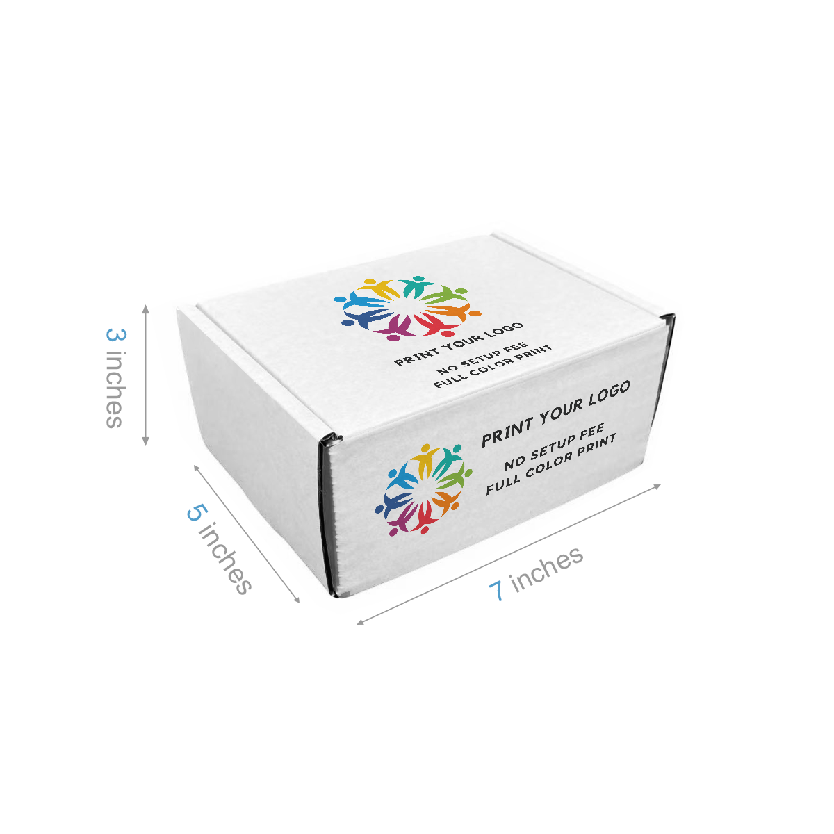 7" x 5" x 3" - Custom White Mailer Boxes - Bundle of 40 - KIS PAPER - 6096; Full Color Custom Print, Printed in Canada; From $2.02/pc