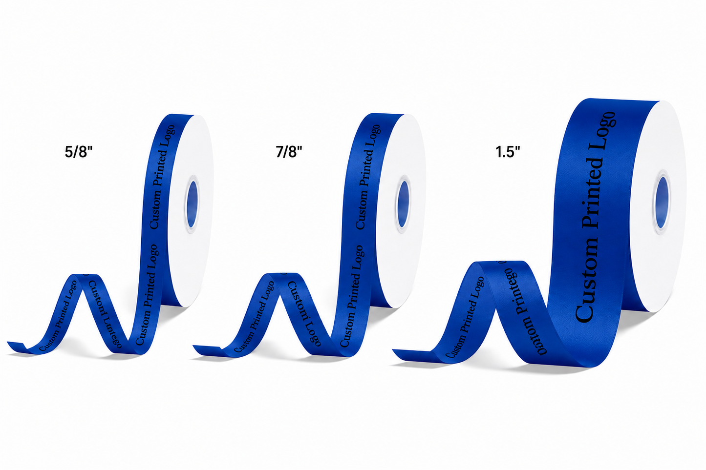 Custom Print Royal Blue Solid Single-Face Satin Ribbon – 3 Sizes (⅝″, ⅞″, 1½″)