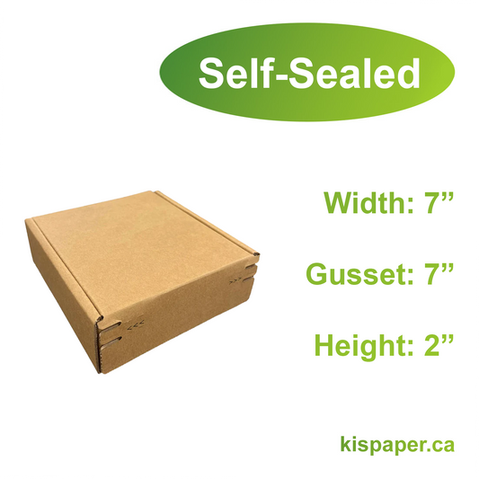 7" x 7" x 2" - Kraft Mailer Boxes Self-Seal Tape - Bundle of 40 - KIS PAPER - 1259; $0.805/pc