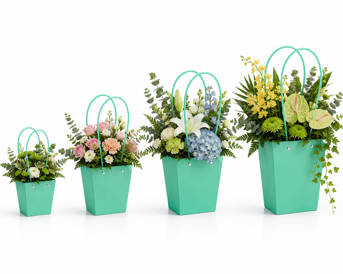 Teal Waterproof Flower Pot Bags – 4 Sizes (Small, Medium, Large, Extra Large) | 50pcs/Bundle