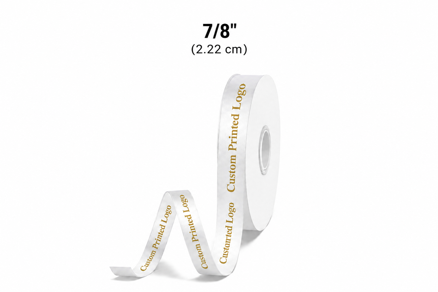 Custom Print White Solid Single-Face Satin Ribbon – 3 Sizes (⅝″, ⅞″, 1½″)