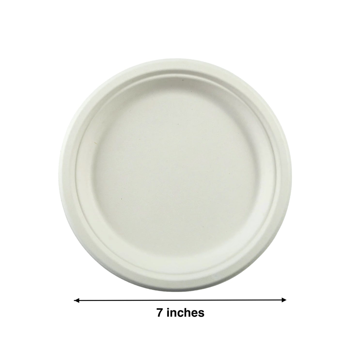 KIS-S7G | 7 inches Round Plate, 1-Compartment,Sugarcane Food Container; $0.053/pc