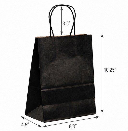 Black Paper Shopping Bag with Twisted Handles (8.3" x 4.3" x 10.6"),  Cub, SKU #6492