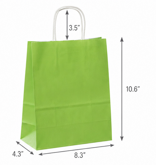 Green Paper Shopping Bag with Twisted Handles (8.3" x 4.3" x 10.6"), Cub, SKU #6491