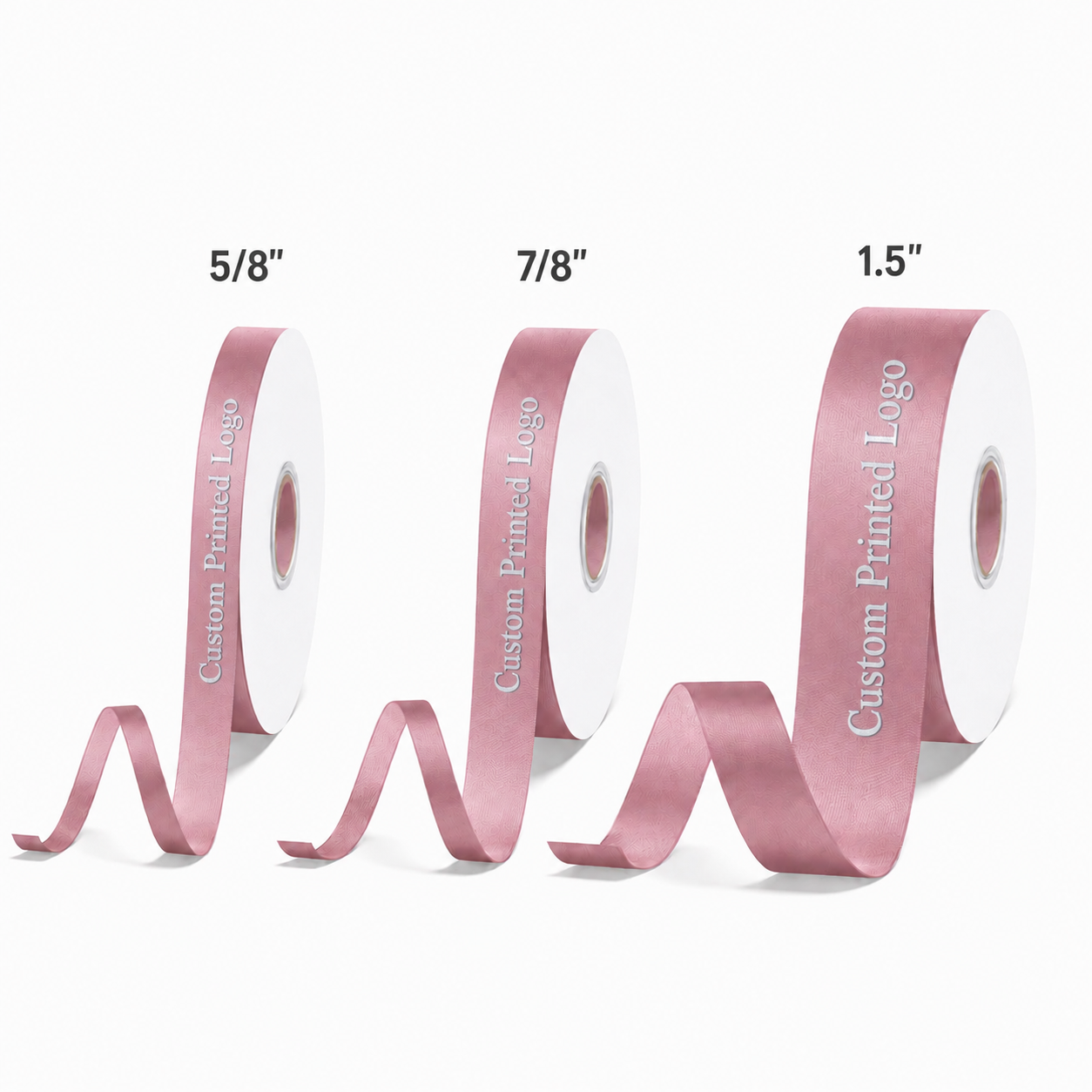 Custom Print Cameo Solid Single-Face Satin Ribbon – 3 Sizes (⅝″, ⅞″, 1½″)