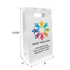 Custom Printed Pub White Paper Bags 8" x 4" x 13.625" with Die-Cut Handles - SKU #5433