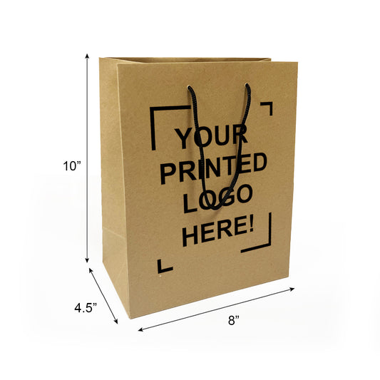 150 Pcs, Cub, 8x4.5x10 inches, Euro Tote Paper Bags, with Rope Handle, Full Color Custom Print