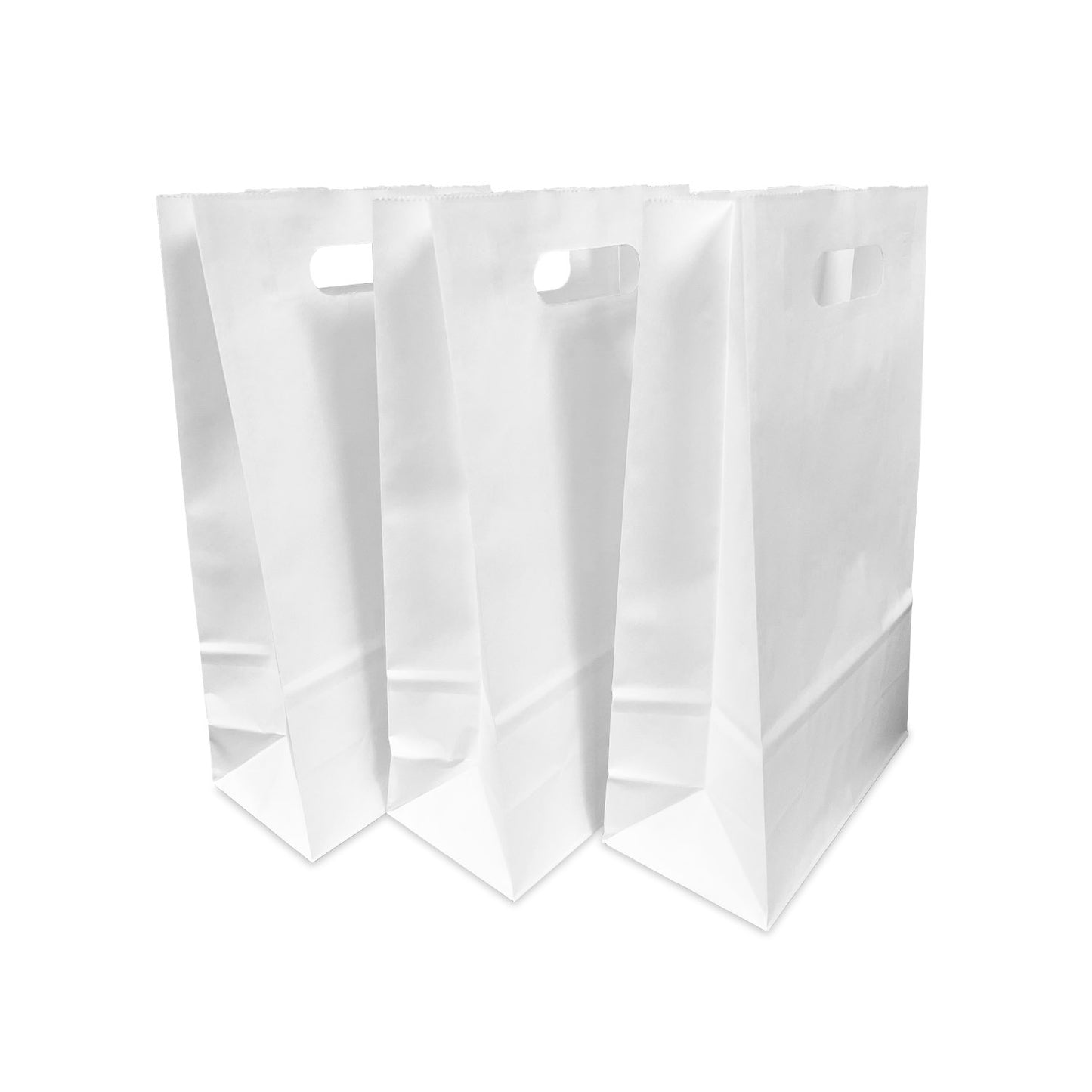 250pcs, Pub, 8x4x13 5/8 inches, White Paper Bags, with Die Cut Handles