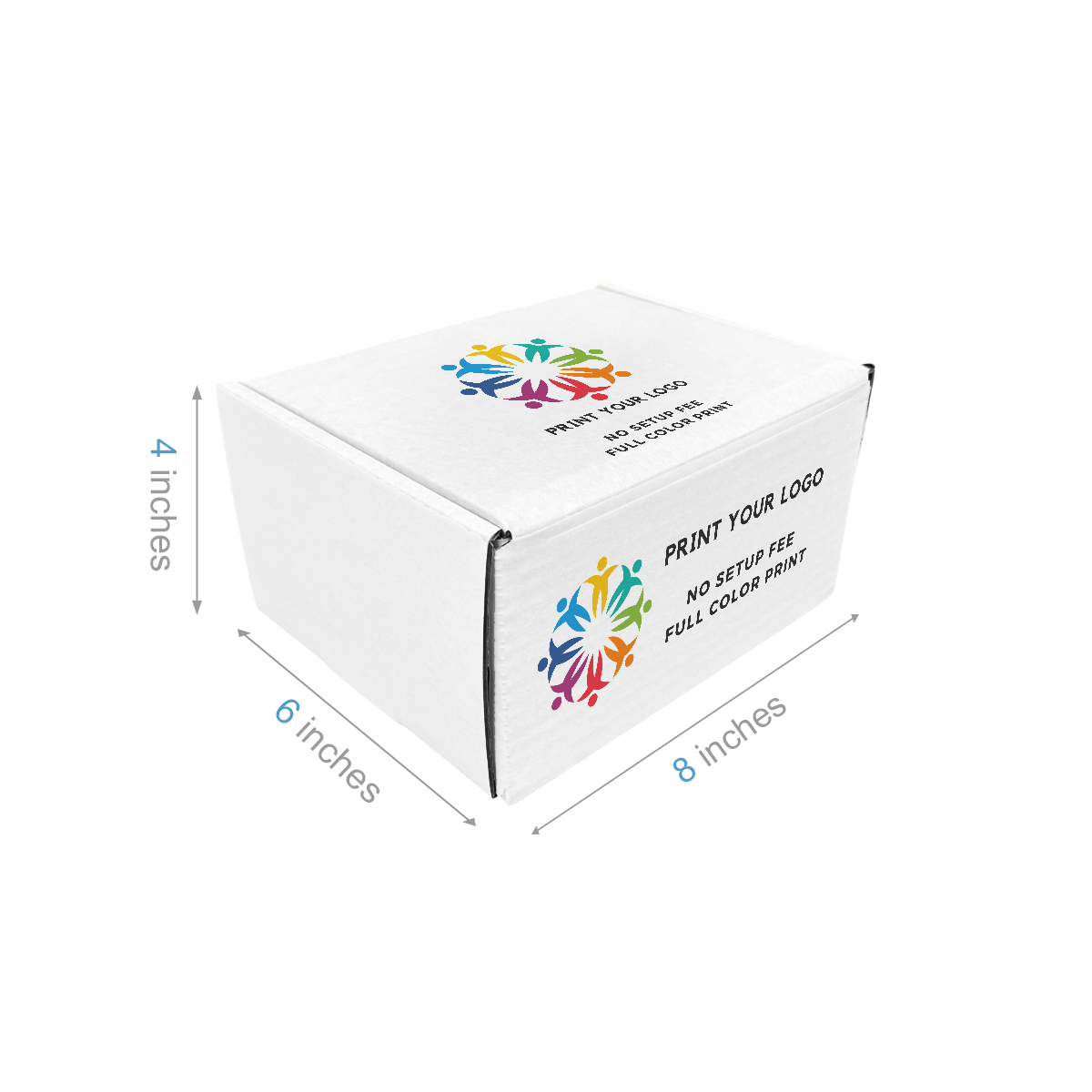 8" x 6" x 4" - Custom White Mailer Boxes - Bundle of 40 - KIS PAPER - 6097; Full Color Custom Print, Printed in Canada; From $2.31/pc