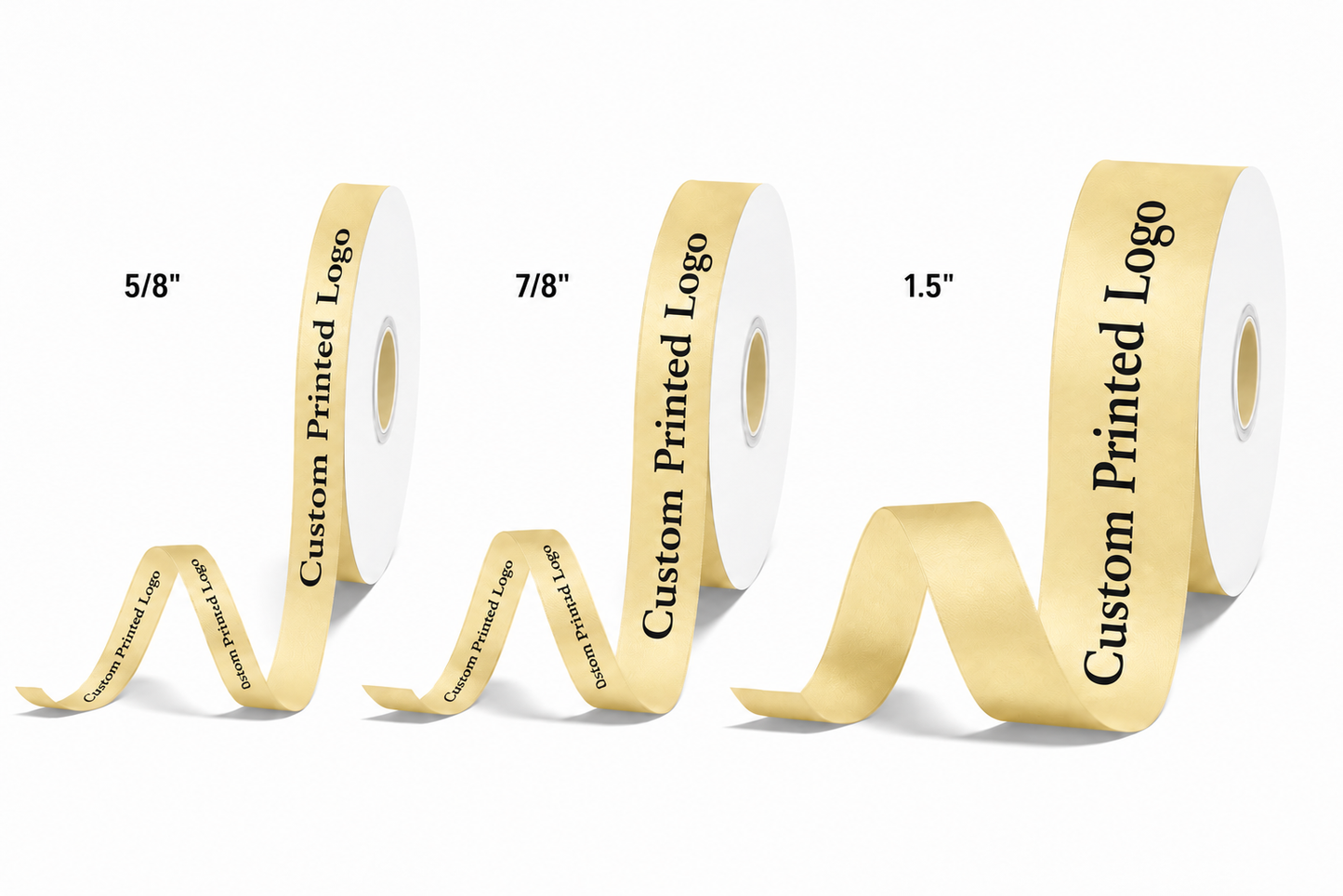 Custom Print Ivory Solid Single-Face Satin Ribbon – 3 Sizes (⅝″, ⅞″, 1½″)