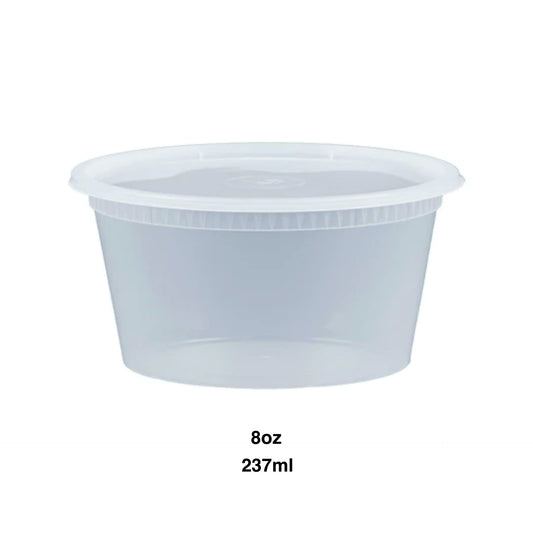 KIS-S8G | 240sets 8oz, 237ml Clear Plastic Deli Containers and Lids Combo; $0.135/set