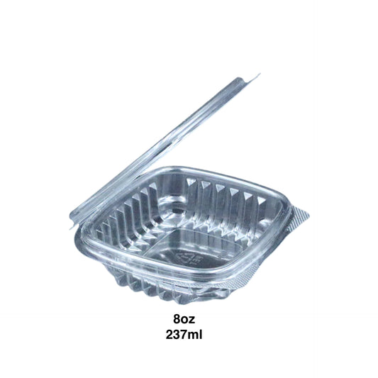 KIS-HL08G | 8oz, 237ml Clear Hinged PET Container; $0.213/pc