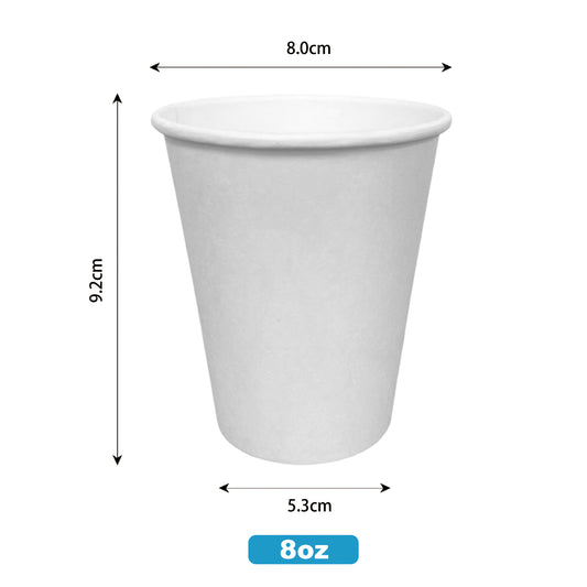 8oz - 80mm White Paper Hot Coffee Cup - Carton of 1000 - KIS PAPER - 5138; From $0.071/pc
