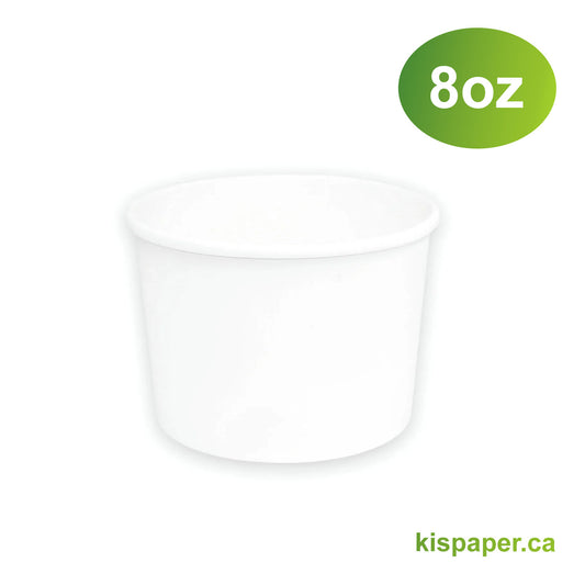 8oz - Paper Soup Container White - Carton of 1000 - KIS PAPER - 5014; From $0.067/pc