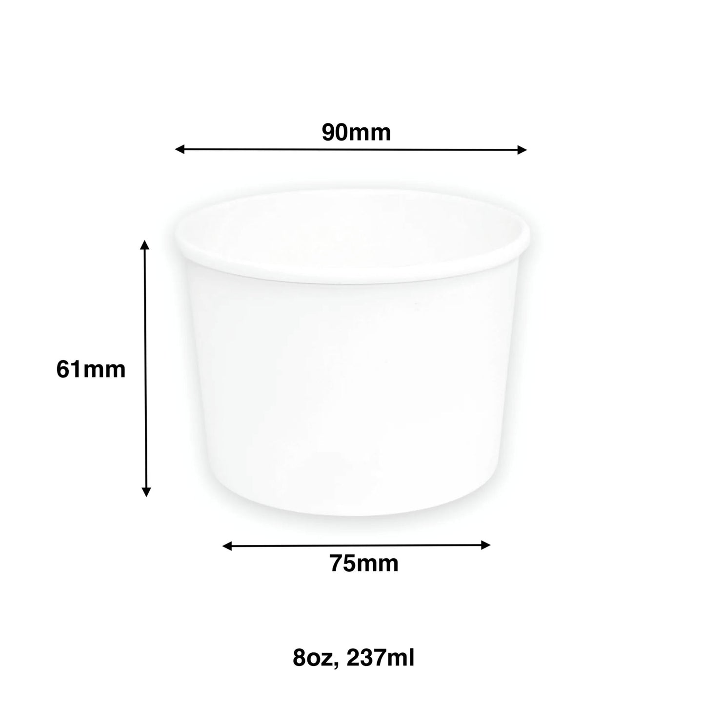 8oz - Paper Soup Container White - Carton of 1000 - KIS PAPER - 1014; From $0.067/pc