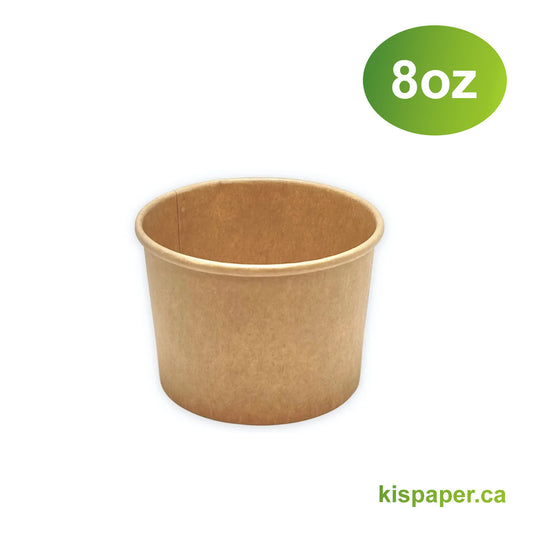 8oz - Paper Soup Container Kraft - Carton of 1000 - KIS PAPER - 5000; From $0.09/pc