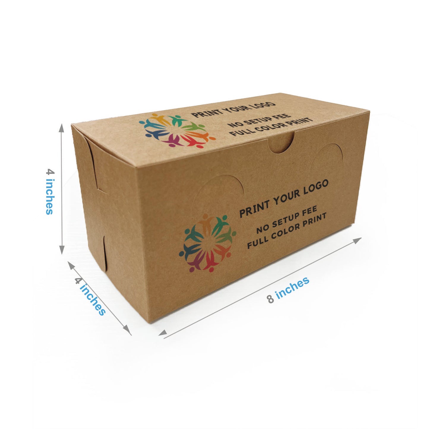 8" x 4" x 4" - Custom Kraft Bakery Boxes - Carton of 100 - KIS PAPER - 1287; Full Color Custom Print, Printed in Canada; $0.84/pc