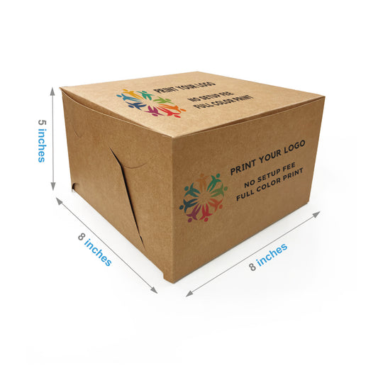 8" x 8" x 5" - Custom Kraft Bakery Boxes - Carton of 100 - KIS PAPER - 1288; Full Color Custom Print, Printed in Canada; $1.13/pc