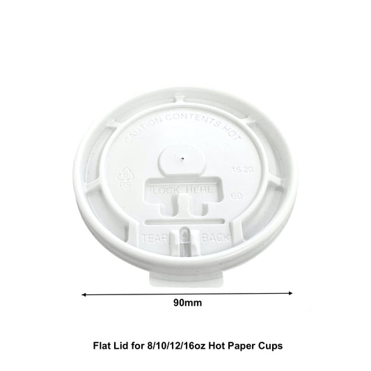 1000pcs 90mm White Flat Lid for 8/10/12/16oz Hot Paper Cups; $0.04/pc
