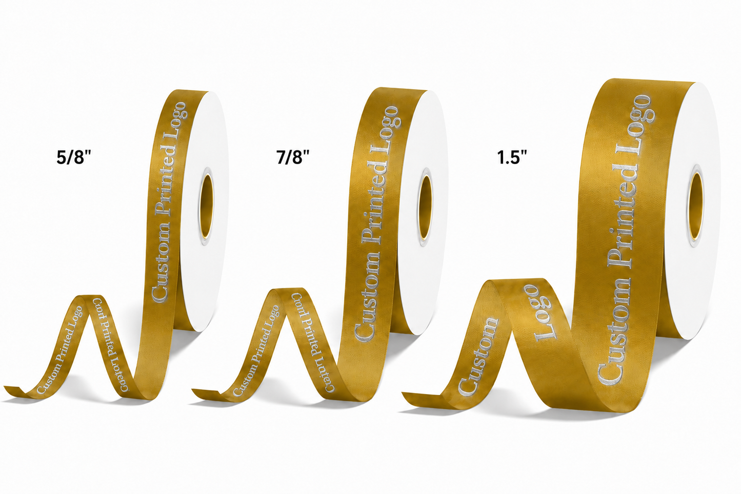 Custom Print Dijon Solid Single-Face Satin Ribbon – 3 Sizes (⅝″, ⅞″, 1½″)