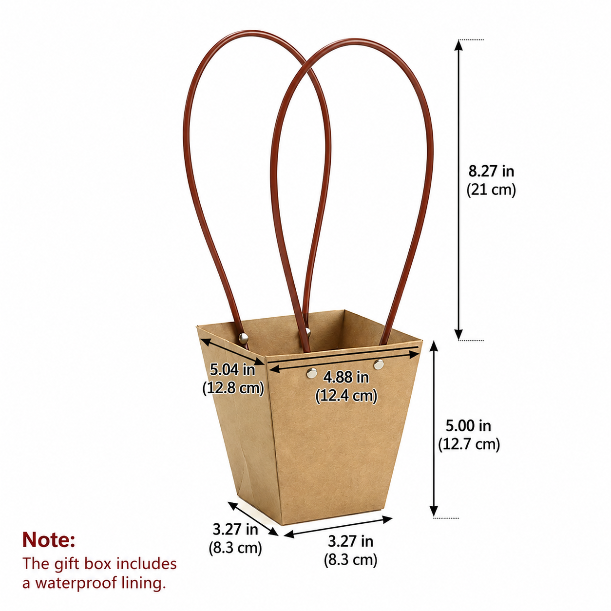 Kraft Brown Waterproof Flower Pot Bags – 4 Sizes (Small, Medium, Large, Extra Large) | 50pcs/Bundle