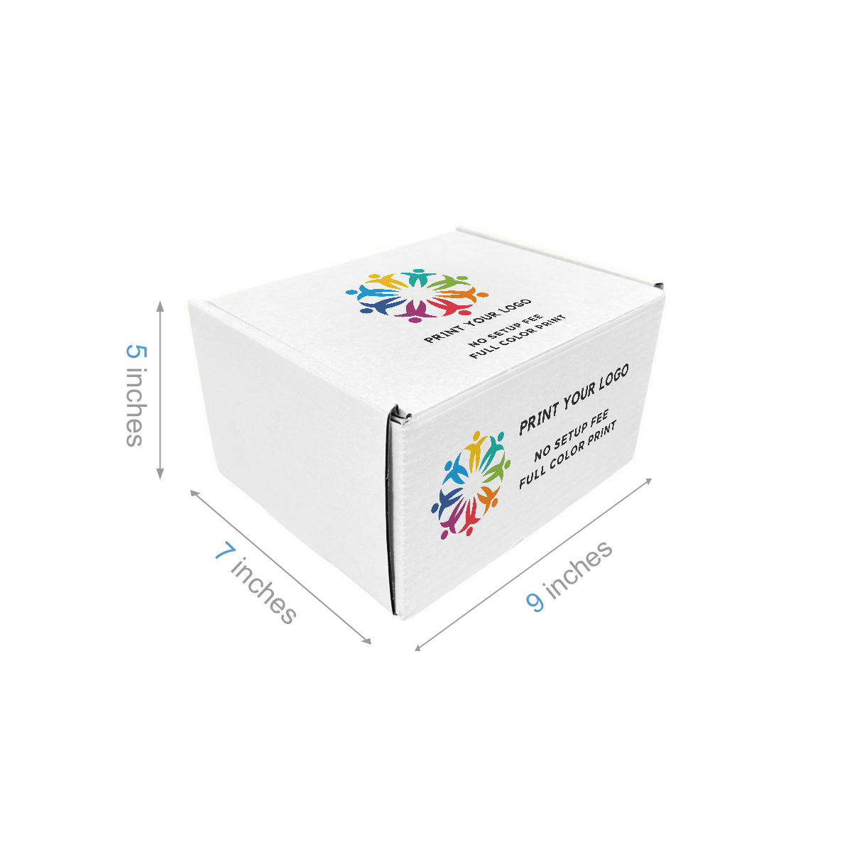 9" x 7" x 5" - Custom White Mailer Boxes - Bundle of 40 - KIS PAPER - 6100; Full Color Custom Print, Printed in Canada; From $2.44/pc