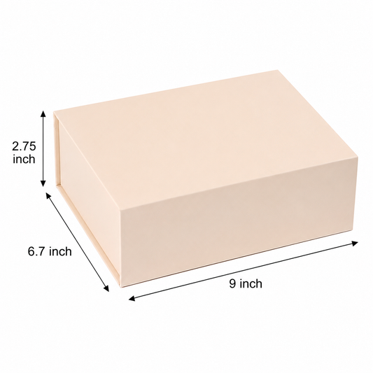 Foldable Rigid Magnetic Closure Gift Box, Beige – 9 × 6.7 × 2.75 in | Pack of 10 | SKU 6334