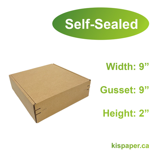 9" x 9" x 2" - Kraft Mailer Boxes Self-Seal Tape - Bundle of 40 - KIS PAPER - 1261; $1.035/pc