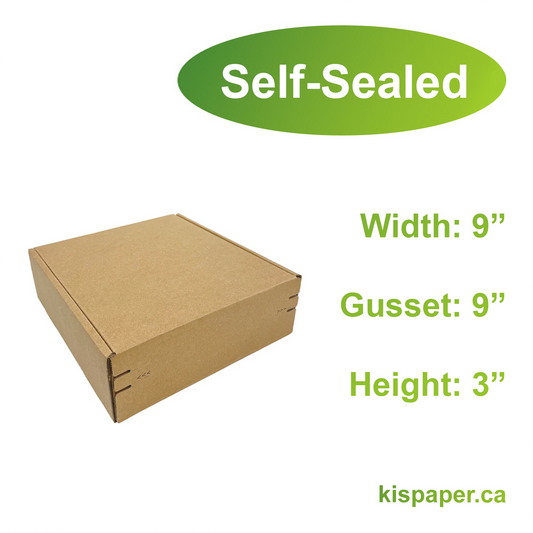 9" x 9" x 3" - Kraft Mailer Boxes Self-Seal Tape - Bundle of 40 - KIS PAPER - 1262; $1.359/pc