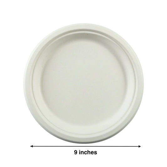 KIS-S9G | 9 inches Round Plate, 1-Compartment,Sugarcane Food Container; $0.095/pc