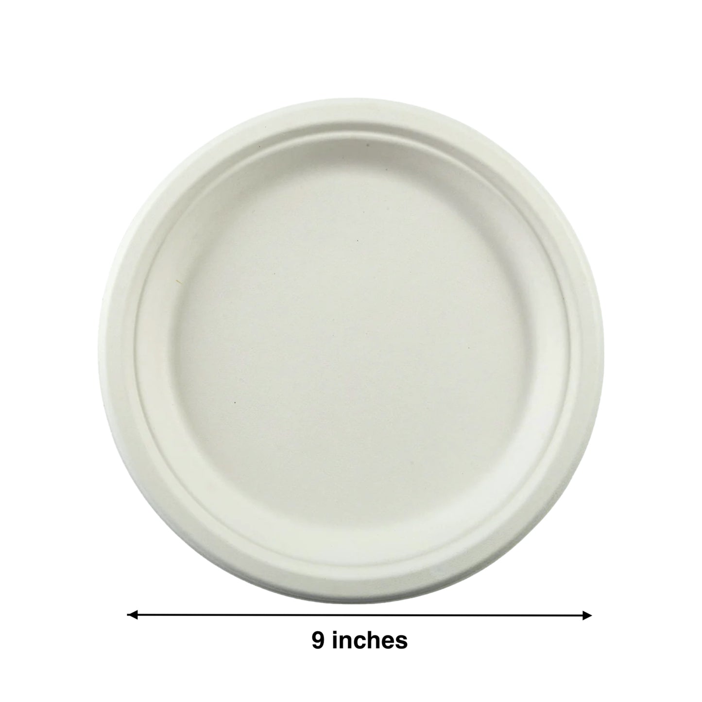 KIS-S9G | 9 inches Round Plate, 1-Compartment,Sugarcane Food Container; $0.095/pc