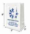 Custom Printed Euro Tote Cub White Paper Bags (5″ × 3″ × 8″) with Ribbon Handles - SKU 6657