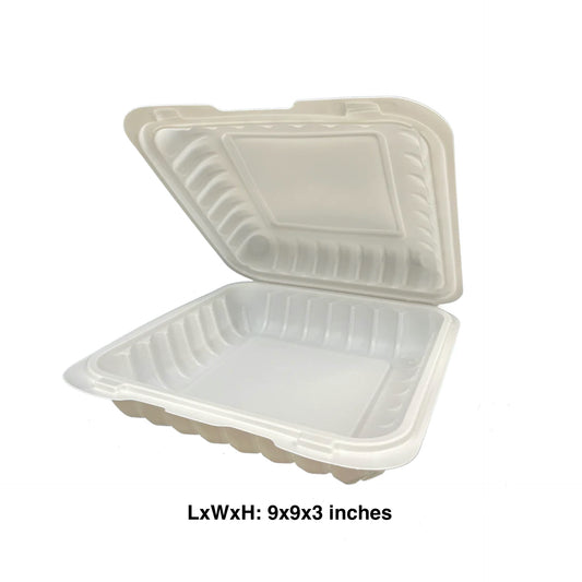 KIS-PP901G | 9x9x3 inches, 1-Compartment, PP Clamshell Food Container; $0.289/pc