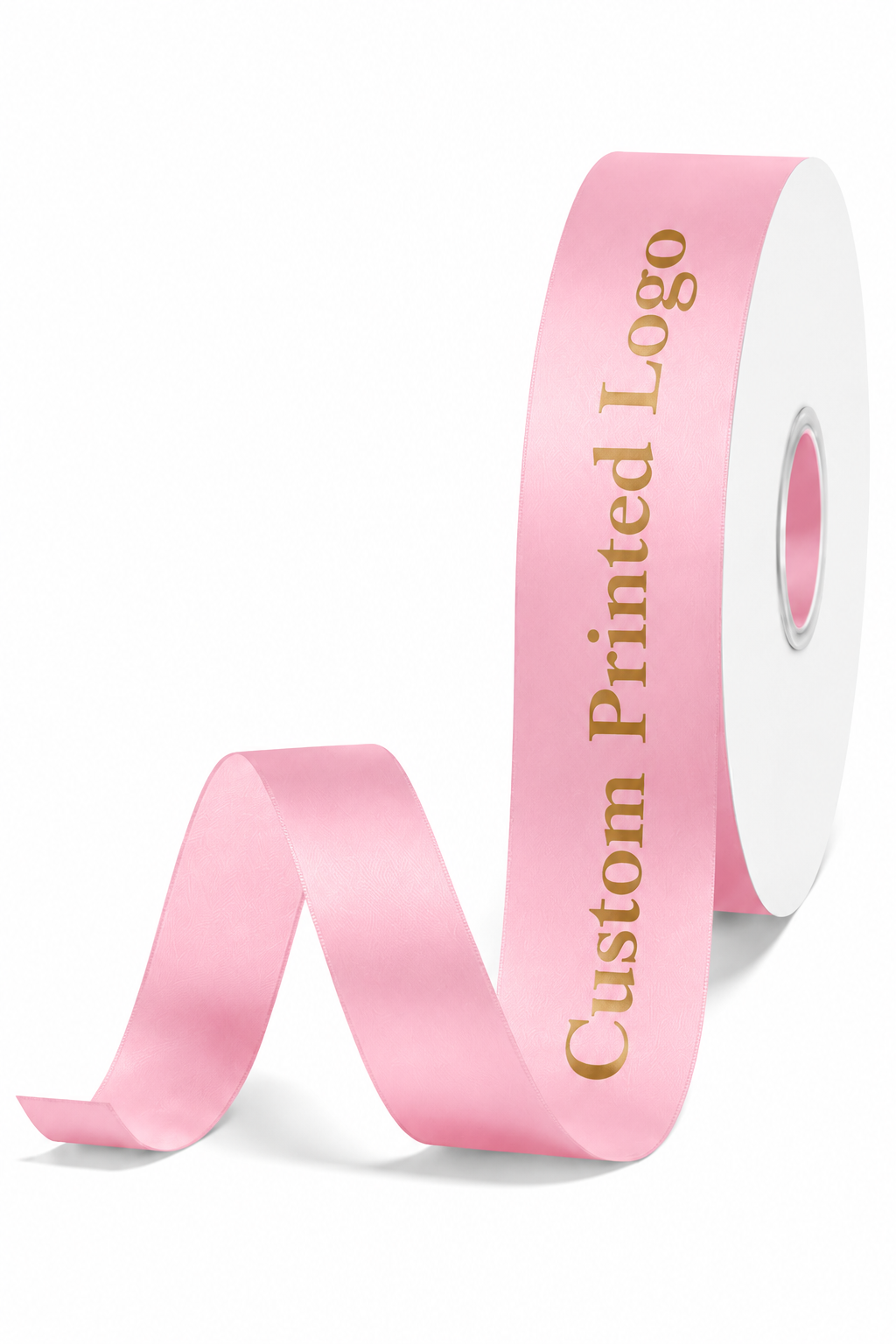 Custom Print Light Pink Solid Single-Face Satin Ribbon – 3 Sizes (⅝″, ⅞″, 1½″)