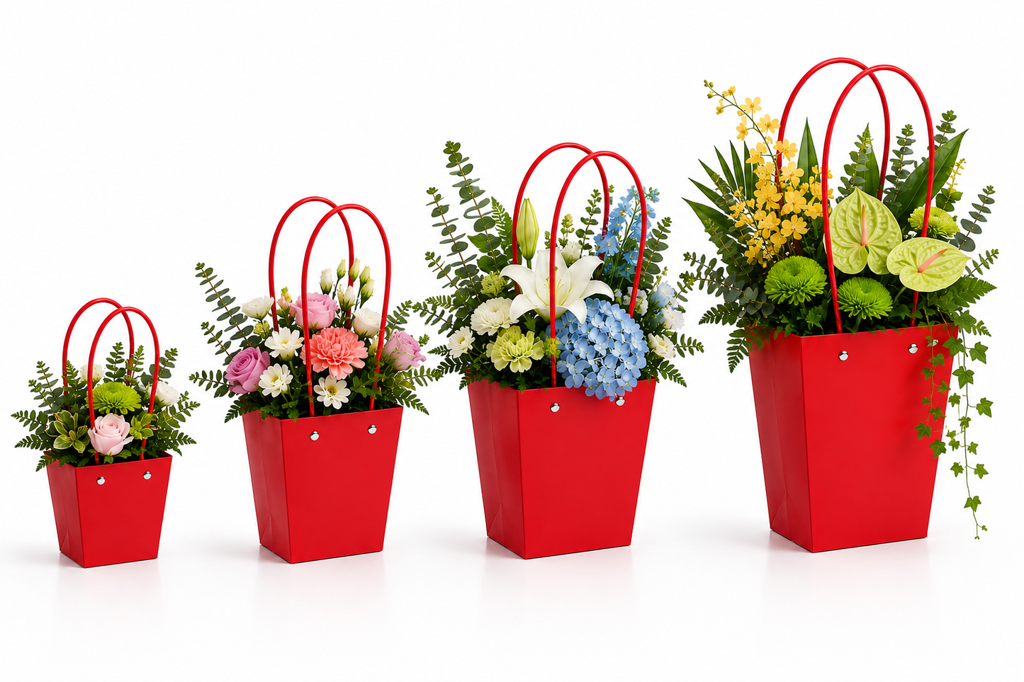 Red Waterproof Flower Pot Bags – 4 Sizes (Small, Medium, Large, Extra Large) | 50pcs/Bundle