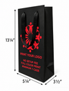 Custom Printed Euro Tote Laminated Wine Black Paper Bags (5″ × 3.5″ × 13.25″) with Ribbon Handles - SKU #6265