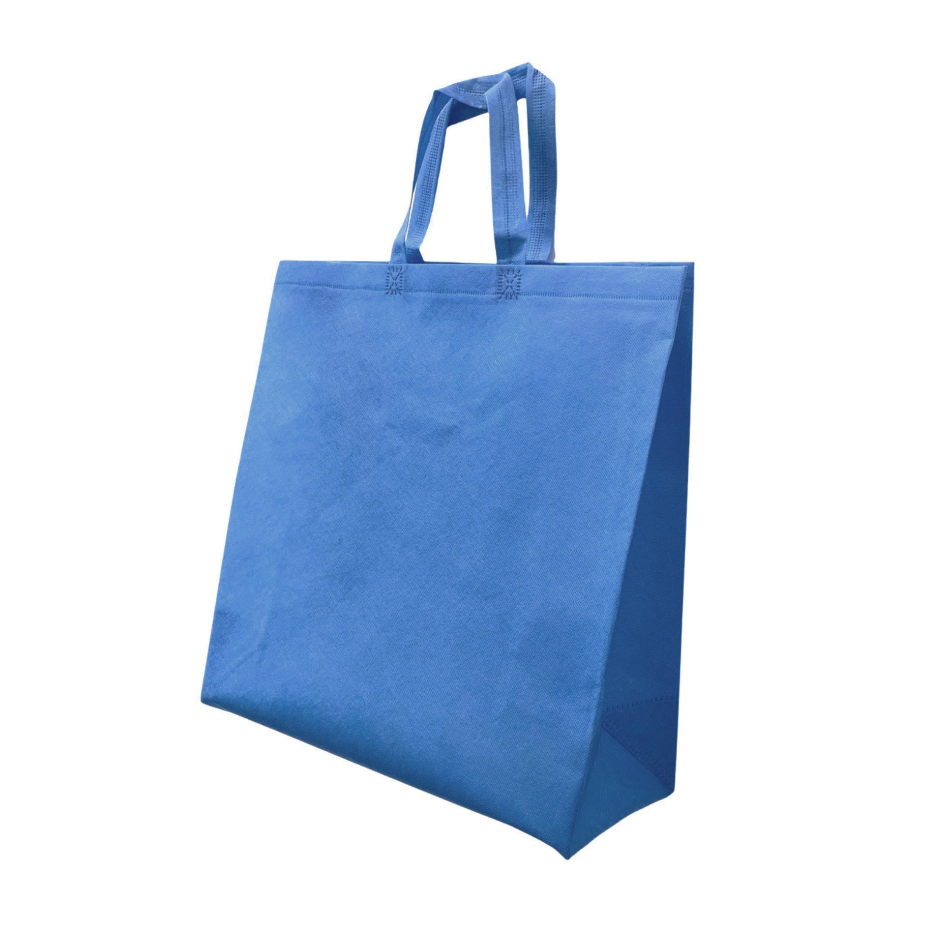 200pcs, Grocer, 15.5x6x15.5 inches, Blue Non-Woven Reusable shopping Bags, with Flat handle
