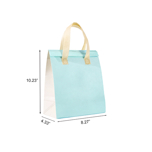 Aluminum Cooler Blue Insulated Takeout Bags (8.27″ × 4.33″ × 10.33″) with White Flat Handles - SKU #6028