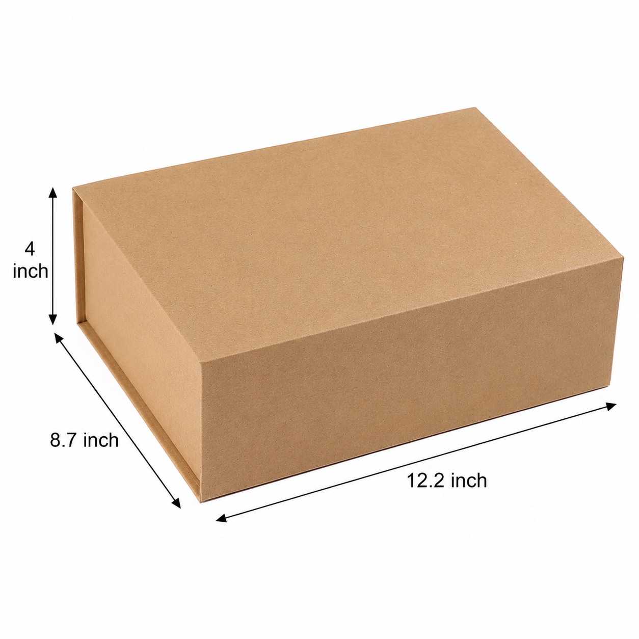 Foldable Rigid Magnetic Closure Gift Box, Kraft – 12.2 × 8.7 × 4 in | Pack of 10 | SKU 6342